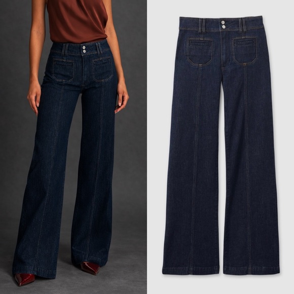 PAIGE Denim - PAIGE Indigo High-Rise Wide Leg Jeans